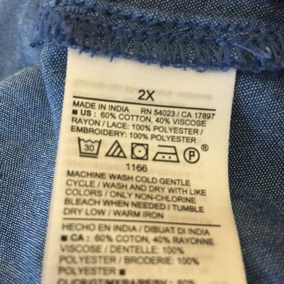 Blue Plentiful Pleats Billowing Sleeve Lace and Floral Texture Button Up Blouse - Picture 9 of 16